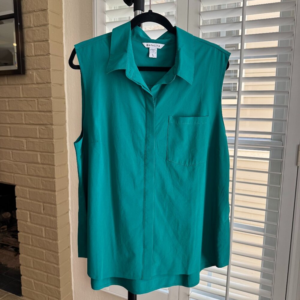 Athleta Performance Collared Button-Down Tank - image 1